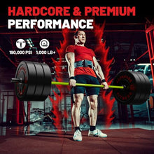 Load image into Gallery viewer, PAPABABE Barbell, 7ft Olympic Barbell 45lb, 30mm Green Chrome Grip & Black 2-Inch Sleeves -(Green/Black)