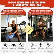 Load image into Gallery viewer, FlowViva 2-in-1 Ropeless Battle Rope & Vibration Bar, Portable Cordless Fitness Ropes for Home Gym, Strength Building, HIIT Training & Low-Impact Aerobic Training for Men and Women, Black