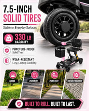 Load image into Gallery viewer, Ecomobi Light Weight Mobility Scooter for Seniors & Adults, 12–30 Mile Range, Foldable Airline Approved Portable 4 Wheel Motorized Scooter with Removable Lithium Battery, 300 lb Capacity, MS02F Pink