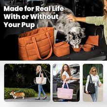 Load image into Gallery viewer, Rubyloo Puffer Dog Travel Bag for Dog Moms, Diaper Bag with Travel Bowls