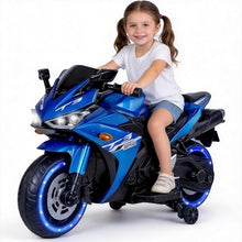 Load image into Gallery viewer, Kids Electric Motorcycle, 12V Kids Ride on Car LED Lights, Music Player & Horn with Training Wheels,