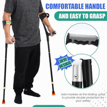 Load image into Gallery viewer, Geiserailie 2 Pcs Forearm Crutches for Adults, Folding Forearm Crutches Lightweight and Adjustable with Rubber Grips Black