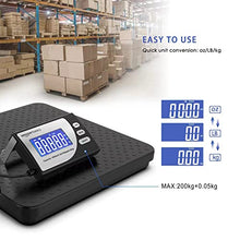 Load image into Gallery viewer, Amazon Basics Digital Postal Scale with Tare Function, Heavy Duty, Aluminium Platform, 440 lb Capacity, Digital Shipping, Portable, Black