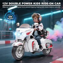 Load image into Gallery viewer, 12V Electric Motorcycle for Kids Ages 3-8, 2 Seats Ride-On Motorbike with 3 Wheels
