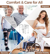 Load image into Gallery viewer, Soundfuse Toilet Safety Rails for Seniors, Adjustable Toilet Handles for Elderly and Disabled, Foldable Handicap Toilet Safety Frame Fit Any Toilets (350 LB)