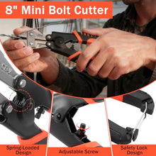Load image into Gallery viewer, 3Pcs Bolt Cutter Set with 14" Heavy Duty Bolt Cutter,8" Mini Bolt Cutter,8" Wire Rope Cutter & Storage Bag for Cutting Locks,Padlocks,Chains,Steel Cable,Barbed Wire,Iron Rod,Metal,Fence