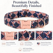 Load image into Gallery viewer, ARING PET 4th of July Dog Collar, Patriotic American USA Flag Heavy Duty Blue Red White Doggy Collars for Puppy Small Medium Large Boy Girl Dogs, for Independence Parades Walking Picnic Photos, S