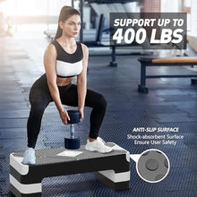 Load image into Gallery viewer, GYMMAGE Aerobic Exercise Stepper - Adjustable Workout Platform, 26.5" Step Deck with 4", 6", 8" Height Risers, Women's Home Gym Cardio Fitness