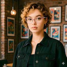 Load image into Gallery viewer, DOERAYMI Crystal Pink Blue Light Glasses for Woman: Rose Gold Hinges, Feather-Light Reading Glasses for Working & Streaming