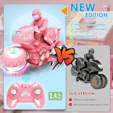 Load image into Gallery viewer, Remote Control Motorcycle for Girls with RGB Wheels Lights