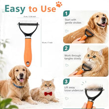 Load image into Gallery viewer, Dog Brush and Cat Deshedding Rake, Pet Grooming Tool for Shedding with Rounded Stainless Steel Teeth, Comfortable Grip for Long or Thick Coats (Green)