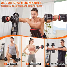 Load image into Gallery viewer, 55LB Adjustable Dumbbell Set,10 in 1 Free Weights Dumbbell of 2 with Secure Locking Mechanism for Safe,1 Sec Speed Adjustment Men/Women Gym and Home Strength Training Equipment.