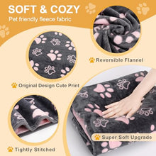 Load image into Gallery viewer, Gowyeg Dog Blankets for Large Dogs,Washable Pet Blanket, Soft Crate Bed with Paw Pattern for Kennel/Couch, Grey & Pink 80x60 Inch
