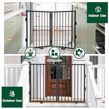 Load image into Gallery viewer, Snagle Paw Full Metal Freestanding Dog Gate,Indoor Dog Gate with Floor Protect Support Feet, 40x24Inches Foldable Dogs Barrier for Stairs, Hallways and Doorways (24'' H 2 Panel, Black)
