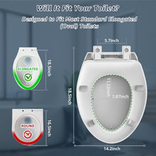 Load image into Gallery viewer, Huttdmel Raised Elongated Toilet Seat 18.5'' for Seniors – Soft Close, Quick Release & Connect, Sturdy PP Material, Won’t Loosen, Ideal for Elderly & Limited Mobility, White