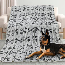 Load image into Gallery viewer, Gowyeg Dog Blankets for Large Dogs Upgraded, Dog Cat Flannel Blankets Washable, Cute Bone Paw Print Blanket for Bed Cover, Couch, Crate, 80x60 inch