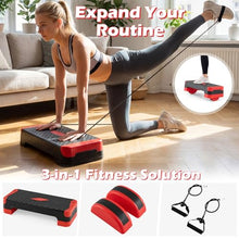 Load image into Gallery viewer, Goplus 3-in-1 Aerobic Step Platform, 600 LBS Adjustable Exercise Stepper with 4-Level Risers-(Red)