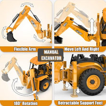 Load image into Gallery viewer, FANXMF RC Backhoe Wheel Loader 2.4G Fully Functional 1/20 Remote Control Excavator Bulldozer Back Hoe Truck Tractor Digger Heavy Duty Construction Vehicle Engineering Trucks