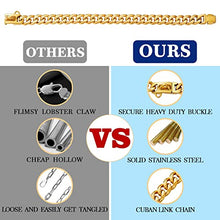 Load image into Gallery viewer, Stainless Steel 18K Gold Dog Collar with Secure Locking Buckle – 15MM Cuban Link Chew-Proof Chain for Small, Medium & Large Dogs