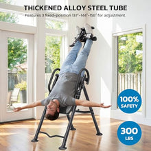 Load image into Gallery viewer, YOLEO Gravity Inversion Table for Back Pain Relief 2026 New Inversion Table w/Heat and Massage Lumbar pad Back Stretcher Machine 300 lbs