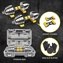 Load image into Gallery viewer, PHOEROS Adjustable Dumbbell Set - 44/66/88 LBS weights set, Dumbbell Barbell 3 in 1, Steel Dumbbells Pair with Connecting Rod for Adults Women Men Fitness Workout, Home Gym Exercise Training Equipment (44lbs)