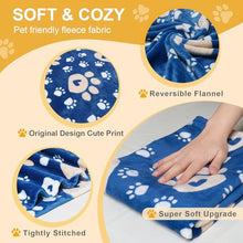 Load image into Gallery viewer, Gowyeg Dog Blanket, Soft Fleece Dog Blankets for Small Medium Dogs, Fluffy Flannel Pet Cat Puppy Blanket Mat Cover for Bed Couch, Cute Paw Print Throw Blanket for Dogs, Blue, 40"X30"