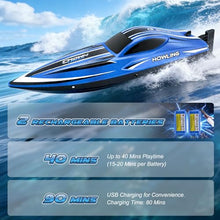 Load image into Gallery viewer, RC Boat for Kids with LED Lights, 35 KPH Remote Control Boat, 2.4Ghz Electric Fast Speed Boat for Adults