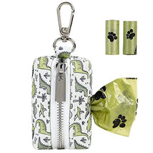 Load image into Gallery viewer, ARING PET Dog Waste Bag Dispenser, Cotton Doggy Poop Bags Holders Attach to Any Leashes, Portable Washable Dinosaur Pet Waste Pouch Dispenser with Metal Zipper