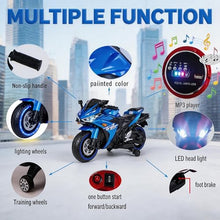 Load image into Gallery viewer, Kids Electric Motorcycle, 12V Kids Ride on Car LED Lights, Music Player & Horn with Training Wheels,
