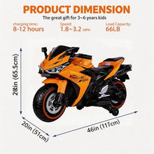Load image into Gallery viewer, Children's Electric Motorcycle - 12V Electric Motorcycle, Manual Throttle, LED Wheel hub