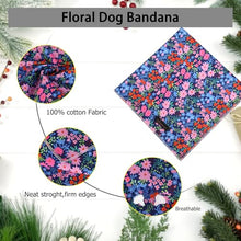 Load image into Gallery viewer, ARING PET Floral Dog Bandanas, Blue Pink Orange Flowers Pet Bandana Scarf Triangle Bibs for Puppy Small Medium Large Boy Girl Dogs Cats-S