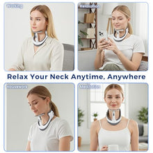 Load image into Gallery viewer, Owlprince Posture Corrector for Neck & Cervical Spine Alignment - Memory Foam Support for Pain Relief, Tech Neck, 360° Adjustable Neck Collar, (White, Large)