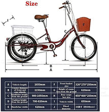 Load image into Gallery viewer, Adult Tricycle - 3 Wheel Bikes for Adults Shopping Tricycle for Adult 20'' Wheels Adult Tricycle 1-Speed 3 Wheel Bikes Pedal