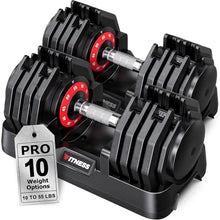 Load image into Gallery viewer, Rendpas Adjustable Dumbbells Set of 2, 1-Sec Adjustable Weights Dumbbells Set, 10 in 1 Dumbbell Set with Anti-Slip Texture Handle, Weight Set For Home Gym Suit both Men and Women