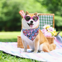 Load image into Gallery viewer, ARING PET Floral Dog Bandanas, Blue Pink Orange Flowers Pet Bandana Scarf Triangle Bibs for Puppy Small Medium Large Boy Girl Dogs Cats-S