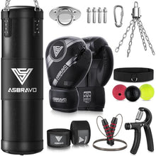 Load image into Gallery viewer, ASBRAVO Punching Bag for Adults, 4ft Heavy Boxing Bag Set with 12 OZ Gloves for MMA Karate Kickboxing Boxing Home Gym Training - Unfilled