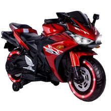 Load image into Gallery viewer, Kids Electric Motorcycle, 12V Kids Ride on Car LED Lights, Music Player & Horn with Training Wheels