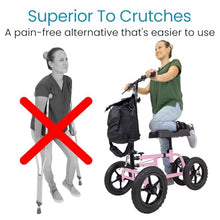 Load image into Gallery viewer, Vive Mobility All Terrain Knee Scooter Walker for Foot Injuries - Adult Broken Leg Crutch Cart Roller for Surgery, Broken Foot, Ankle Injury - Kneeling Rolling Steerable Seated Wheel Scooter Aid