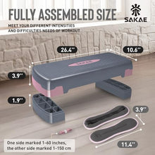 Load image into Gallery viewer, Aerobic Step Platform Set with Ankle Weights & Measuring Tape- Pink Grey