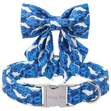 Load image into Gallery viewer, ARING PET Summer Dog Collar with Bow, Cute Blue Ocean White Whale Sailor Bowtie Pet Collars with Metal Buckle for Puppy Small Medium Large Boy Girl Dogs, for Daily Walks, Travel, Photo, Parties-XL