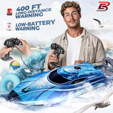 Load image into Gallery viewer, BEZGAR RC Boat, 12 inch Remote Control Boat for Kids and Adults, 25 KPH Fast RC Speed Boats with 700mAh Battery, Ideal Waterproof Toy for Lakes & Pools - TX126 Blue