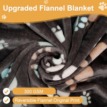 Load image into Gallery viewer, Gowyeg Dog Blankets for Large Dogs, Upgraded Pet Cat Flannel Blankets Washable, Premium 300GSM Soft Pet Throw Cover for Kennel Crate Bed, Sofas, Cute Paw Pattern, 80x60 inch, Grey