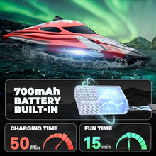Load image into Gallery viewer, BEZGAR RC Boat, 12 inch Remote Control Boat for Kids and Adults, 25 KPH Fast RC Speed Boats with 700mAh Battery, Ideal Waterproof Toy Boats for Lakes & Pools - TX126 Red