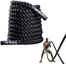 Load image into Gallery viewer, Max4out Battle Ropes 1.5 inch 30 ft - Polyester Workout Rope Heavy for Home Body Workouts Building Muscle, Gray Black