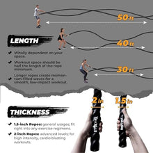 Load image into Gallery viewer, Yes4All 2 Inch Battle Ropes with Protective Sleeve, Workout Ropes for Cross-Training Home Gym & Fitness Exercises, Strength Training - 50 Feet Lengths Available