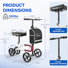 Load image into Gallery viewer, Economy Knee Scooter Steerable Knee Walker for Foot Injuries Compact Crutch Alternative with Dual Braking System (Red)