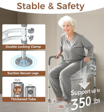 Load image into Gallery viewer, Soundfuse Toilet Safety Rails for Seniors, Adjustable Toilet Handles for Elderly and Disabled, Foldable Handicap Toilet Safety Frame Fit Any Toilets (350 LB)