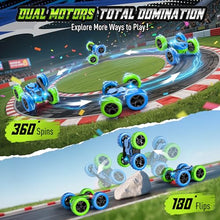 Load image into Gallery viewer, Hamdol Upgraded RC Car for Kids, 360° Rotating Double Sided Stunt Vehicle with Headlights