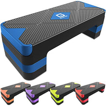 Load image into Gallery viewer, GYMMAGE Aerobic Exercise Step, Adjustable Aerobic Stepper for Exercise, Workout Step Platform for Step Up, 26.5" Step Deck with 4” 6” 8” Adjustable Height Risers, Women Home Gym Cardio Fitness