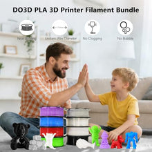 Load image into Gallery viewer, DO3D 1.75mm 8 Spools Basic Colors PLA 3D Printer Filament Bundle, White/Black/Clear/Light Grey/Blue/Red/Green/Purple, Each Spool 0.25kg, Total 2kg PLA 3D Printing Material, 250g x 8 Spools